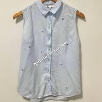 ราคา แบรนด์ AIIZ เสื้อเชิ๊ตแขนกุด​ สีฟ้า​ คอปก​ มือ​2 (28535640149)