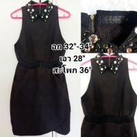 ราคา เดรสสีดำแขนกุดดีไซน์เก๋ งานป้ายRoselani (6740076668)
