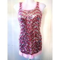 ราคา Pink SequinTank Top เสื้อตัวยาวปักเลื่อมสลับสีเงิน+ชมพู Size S (10494381704)