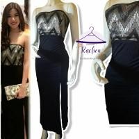 ราคา SOMETHING BORROWED ~ ชุดเดรสเลื่อมสีดําหรูหราของผู้หญิง Black Slit Tube Maxi Dress (41055757008)