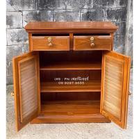 ราคา ตู้รองเท้าไม้สัก ตู้ไม้สัก ตู้อเนกประสงค์ไม้สักขนาดสูง90ยาว80ก43ซม. (22529690713)