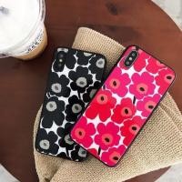 ราคา [ใส่โค้ดลดค่าส่ง] เคสไอโฟน เคสกระจก กระจก Marimekko ดอกไม้แดง / ดำ i6,6s,6+,6s+,7,7+,8,8+,x (1466291127)