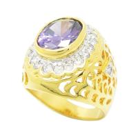 ราคา แหวนผู้ชาย แหวนทองชายประดับเพชรล้อม ม่วงอเมทิส ประดับเพชร ชุบทอง (24639087606)