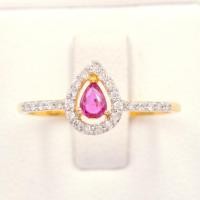 ราคา แหวนทับทิมทรงหยดน้ำ แหวนเพชร แหวนทองเพชรแท้ ทองแท้ 37.5% (9K) PL160 (16497664206)