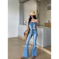 ราคา จั้มสูทยีนส์ขายาว เกาะอก ขาม้า งานกระดุมด้านหน้า สไตล์เกาหลี 3112 (20995697240)