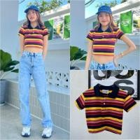 ราคา พร้อมส่ง เสื้อเอวลอย เสื้อครอปวินเทจ เสื้อครอปโปโล (4014779862)