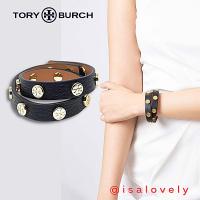 ราคา Isa Lovely Shop TORY BURCH DOUBLE - WRAP LOGO STUD BRACELET 33858 สีดำ (17696827609)