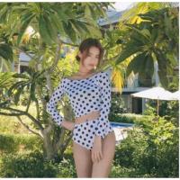 ราคา ชุดว่ายน้ำเอวสูง ชุดว่ายน้ำแขนยาว ชุดว่ายน้ำลายจุด ชุดว่ายน้ำสีขาว ชุดว่ายน้ำกันUV (155130471)