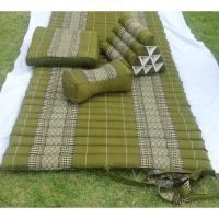 ราคา หมอนสามเหลี่ยมเพื่อสุขภาพ ที่นอนปิกนิก ที่นอนนุ่น สีเขียว ลายไทย Thai Roll Up Mattress kapok 100% Filled Camping Mat (4318986675)