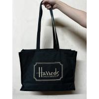 ราคา กระเป๋าผ้า Harrods ของแท้ สีเขียวเข้ม หูยาว มีซิป มือสอง สภาพดี (25820592452)