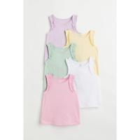 ราคา H&M(เอชแอนด์เอ็ม) เสื้อกล้ามแต่งกุ๊นระบาย แพ็ค 5 ตัว Girl 5-pack frill-trimmed vest tops 0952909_4 (41702926839)