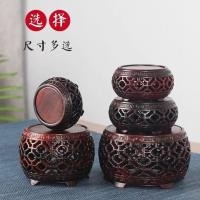 ราคา ไม้พะยูงสีแดงกลองรูปฐานขนาดเล็กไม้เนื้อแข็งรอบหม้อดินสีม่วงบอนไซผู้ถือด้านล่างมะฮอกกานีกลวงแกะสลักหยกแกว่ง (29080672279)