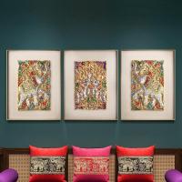 ราคา ภาพวาด ไม้แกะสลัก ตกแต่งพื้นหลังโซฟา ห้องนั่งเล่น จิตรกรรมฝาผนังทางเข้าสโมสรไทย ภาพวาดแขวนช้างเอเชียตะวันออกเฉียงใต้ (25183292889)