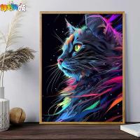 ราคา บทคัดย่อ Rainbow Cat Jiacai Tianyan DIY ภาพวาดสีน้ำมันดิจิตอลที่เต็มไปด้วยสีมือวาด high-end ภาพวาดต (29258048531)