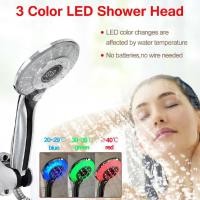 ราคา หัวฝักบัวอาบน้ําควบคุมอุณหภูมิ led 3 สี (3433705969)
