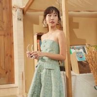 ราคา มือ1:พร้อมส่ง Size.M เดรสเกาะอก จากlookbooklookbook (18581065294)