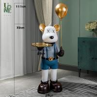 ราคา UoneHome พร้อมส่ง ♥ H068 รูปปั้นโมเดลหมีกระเป๋าเป้ ถือลูกโป่ง วัสดุเรซินขนาดใหญ่ พร้อมถาดวางของ โมเดลแต่งบ้าน/สำนักงาน (11894123209)