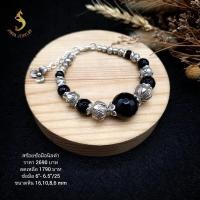 ราคา (JindaJewelry)สร้อยข้อมือเงินแท้92.5%ร้อยสลับหินนิลดำแท้แบบเจียรเหลี่ยมสวยแวววาว (27618203116)