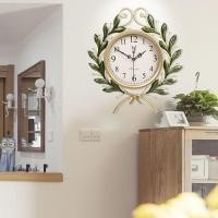 ราคา นาฬิกาติดผนังสไตล์คันทรีย้อนยุคสไตล์อเมริกันพร้อมกิ่งมะกอก นาฬิกาดิจิตอลแบบเงียบพร้อมแบตเตอรี่ เหมา (27812825015)