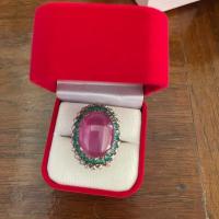 ราคา แหวนทับทิมล้อมมรกตเพชร ไซส์ 56 (18150517366)