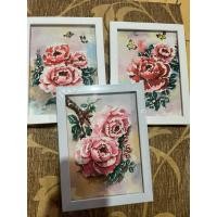 ราคา ภาพวาดดอกโบตั๋น ภาพดอกไมขนาด5x7นิ้ว พร้อมกรอบกระจก ภาพวาดสีน้ำ แขวนได้ตั้งได้ (40754357415)