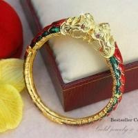 ราคา กำไลข้อมือพญานาคคุ้มภัย งานลงยา ชุบทอง 5ไมครอน (2829206412)