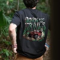 ราคา Urban90S เสื้อยืด BORN FOR THE TRAILS สไตล์วินเทจผ้าคอตตอนแท้ 100% ไร้ตะเข็บข้าง ผ้าหนานุ่ม (25840958741)