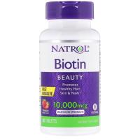 ราคา ✅พร้อมส่ง✅ของแท้ Natrol Biotin beauty 10000 mcg., Fast dissolve, Strawberry flavor(60 เม็ด) (2021161749)