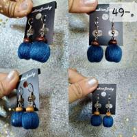 ราคา ต่างหูผ้าคราม แบบกลม (1868686400)