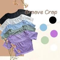 ราคา ℂ เสื้อครอป ครอปคอเหลี่ยม ครอปผ้าร่อง เสื้อคอเหลี่ยม ครอปมีแขน ครอปคอยู เสื้อตัวสั้น (21235639213)