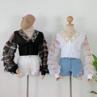 ราคา เสื้อ คอวี แขนยาว แขนลูกไม้ ซีทรู แต่งระบาย ลูกไม้ (สีขาว) (3848617475)