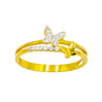 ราคา Happy jewelry แหวนเพชร แหวนผีเสื้อ 2 ตัว ก้านคู่ แหวนทองเพชรแท้ ทองแท้ 37.5% ME872 (18749108515)