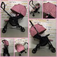 ราคา รถเข็นเด็กยี่ห้อAprica สีชมพูลายจุด ล้อหมุน360 *4 (5541655535)