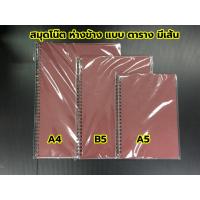 ราคา สมุดโน๊ต จดบันทึก ขนาด A4 B5 A5 70 แกรม ขนาด 50แผ่น ห่วงข้าง เส้นบรรทัด ตาราง GRID (21190278835)