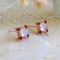 ราคา ต่างหูพลอยมูนสโตน( Cat’s eye Moonstone )และโรโดไลต์ (18595633276)