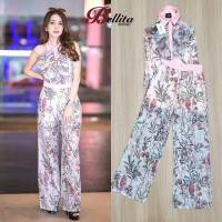 ราคา เซตเสื้อแขนกุด + กางเกงขายาวพิมพ์ลายดอกไม้ งานป้าย S M L (2649550527)