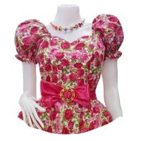 ราคา เสื้อทองกวาวลายดอกแขนตุ๊กตา เสื้อแฟชั่นย้อนยุคหญิง เสื้อรำวงย้อนยุค เสื้อลายดอกตรีมงานวัด (29672843186)