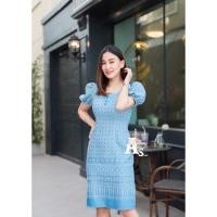 ราคา ส่งต่อเดรสผ้าไทย #เดรสผ้าไทย #เดรสสีฟ้า ไซส์S (19879643570)
