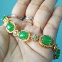 ราคา สร้อยข้อมือหยกแท้ งานฮ่องกง 18KGP (Jade Bracelet) (999061407)