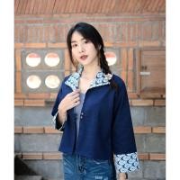 ราคา เสื้อสูทผู้หญิงผ้าฝ้ายเยื่อไผ่อย่างดีแต่งม่อฮ่อมกัดลาย (1988428298)