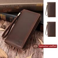 ราคา พร้อมส่ง กระเป๋าสตางค์ หนังวัวแท้ ใบยาว ทรงคลัทช์ แต่งซิป เหมาะกับของขวัญ สไตล์วินเทจ สําหรับผู้ชาย (24706972165)