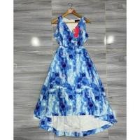 ราคา ใหม่มือ1✨เดรสยาวแขนกุดสีฟ้าลายหินอ่อน งานแต่งกระโปรงหน้าสั้นหลังยาว มีซับใน ซิปหลัง ไซส์L งานป้าย widelia@real ใส่สวย (27753349508)