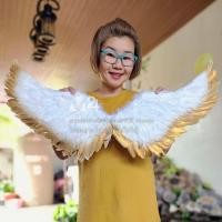 ราคา (1 อัน) สีขาวขอบทอง 35x80 c.m ปีกขนนก ปีกนางฟ้าขนนก ปีกนางฟ้า ปีกแฟนซี angel feather wing m24 shop (25516308176)