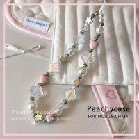 ราคา แฟชั่นสี่ใบโคลเวอร์สีชมพูรูปหัวใจลูกปัดโซ่โทรศัพท์มือถือสายรัดข้อมือสร้อยข้อมือแฮนด์เมดป้องกันการสูญหายพวงกุญแจกล้องเสน่ห์โซ่ตกแต่งจี้ (29107120131)