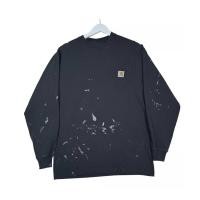 ราคา Carhartt Longsleeve Pocket Shirt Black Painted Distressed - Men's Small (27867936105)