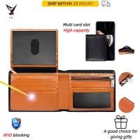 ราคา Bi-Fold Flip Wallet Ultra-Thin Carbon Fiber Contrast Color RFID Anti-Theft Brush with Zipper Coin Bag Mens Large-Capacity Card Holder (43156242160)