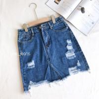 ราคา กระโปรงยีนส์สั้น กระโปรงยีนส์แต่งขาด (7805760522)