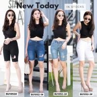 ราคา กางเกงยีนส์สามส่วน ผ้ายืด เอวสูง (6717234281)