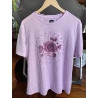 ราคา เสื้อยืดแขนสั้นสีม่วงลายกุหลาบผ้าผสมกากเพชร Cps Chaps size S อก42 ยาว26 (15325796567)