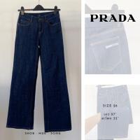 ราคา Prada กางเกงยีนส์ Y2K เอวต่ำ ขายาว ทรงกระบอก สีเข้ม มือสอง (22141339385)